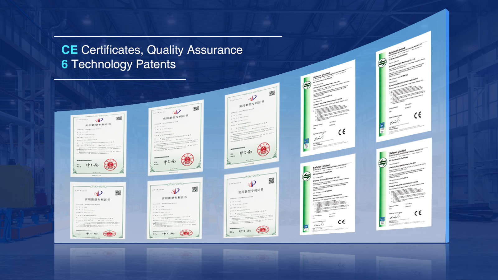 Сертификаты CE, патенты на технологии обеспечения качества