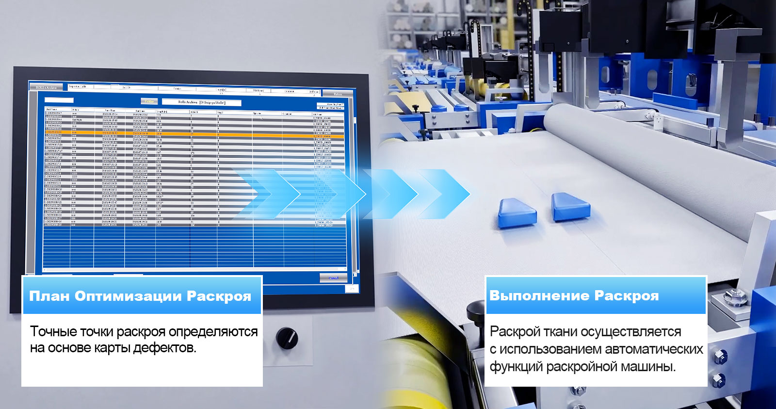 Точные точки раскроя определяются на основе карты дефектов