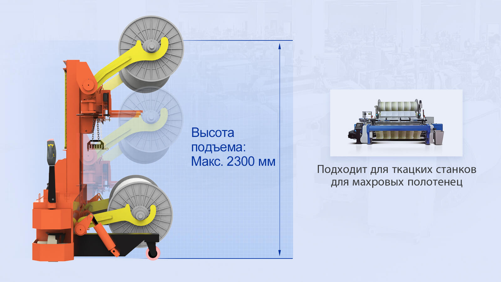 Электрический варп-балочный высокий погрузчик. Высота подъема: Макс. 2300 см.